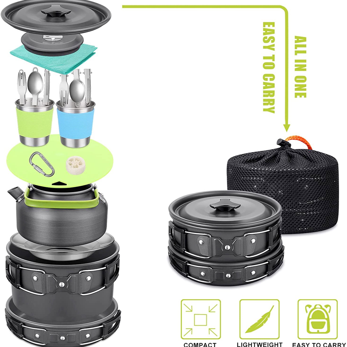 Camping Cooking Set Lightweight - Ensemble de cuisine de camping en
