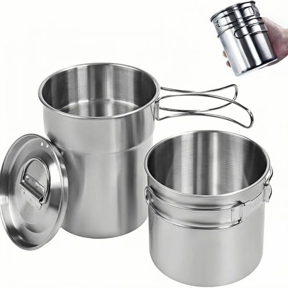 Camping Cooking Set Stainless Steel - Tasses et mugs de camping pliables,