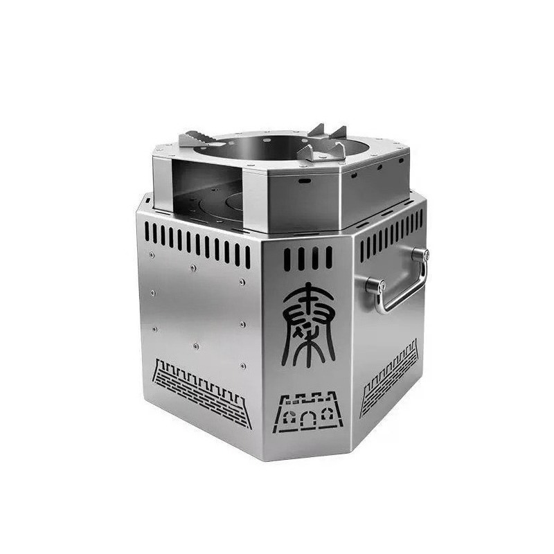 Camping Cooking Burner - Poêle à bois en acier inoxydable,