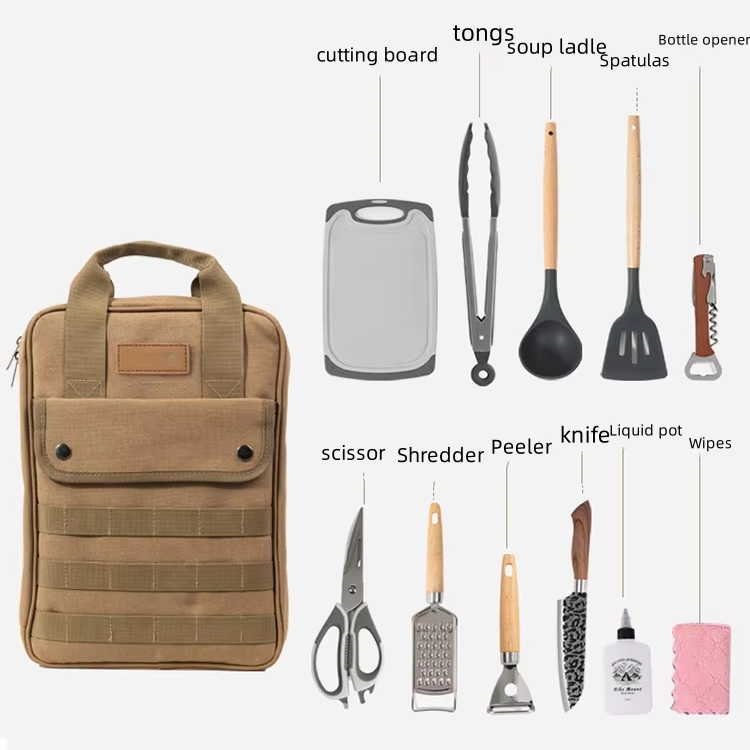 Camping Cooking Utensil Bag - Ensemble d'accessoires d'ustensiles de cuisine pour