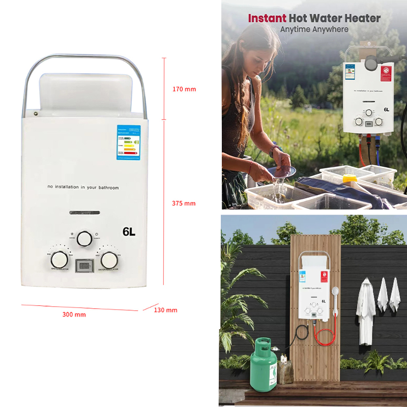 Camping Cooking Heater - Chauffe-eau au propane 6L, chauffe-eau instantané