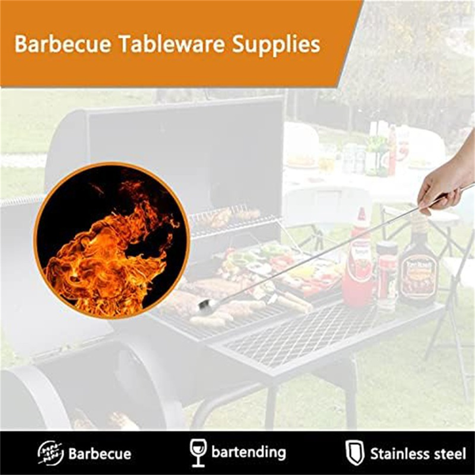 Camping Cooking Kitchen Set - Ustensiles de barbecue télescopiques, fourchette et