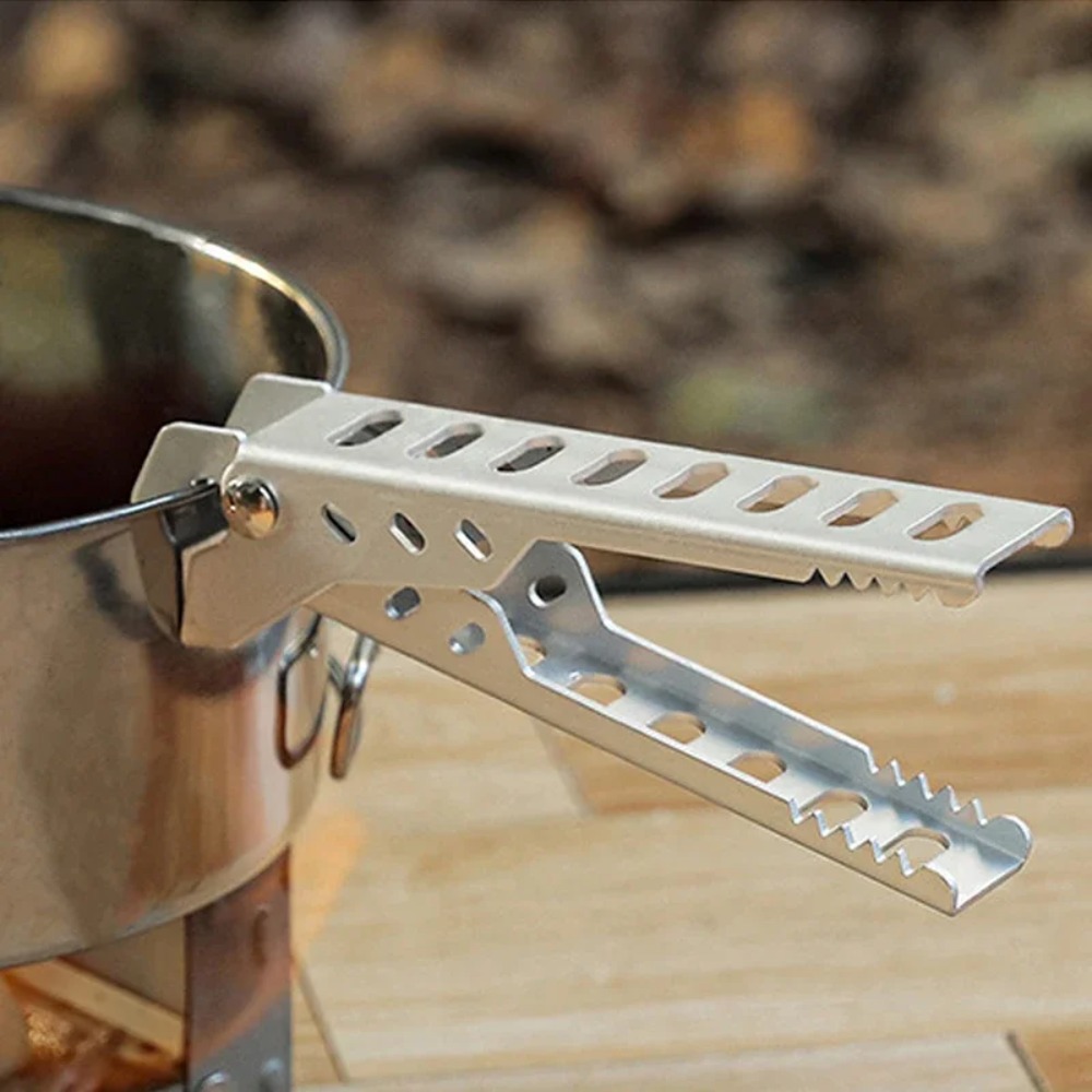 Camping Cooking Set Stainless Steel - Clip en alliage d'aluminium Anti-chaud, support