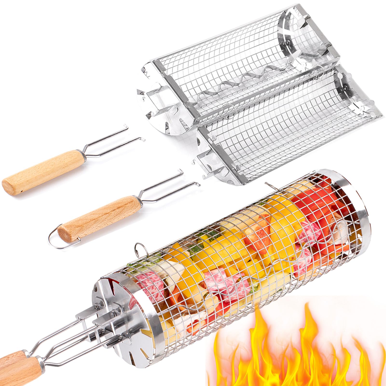Camping Cooking Youtube - BUYYES – panier à gril roulant,