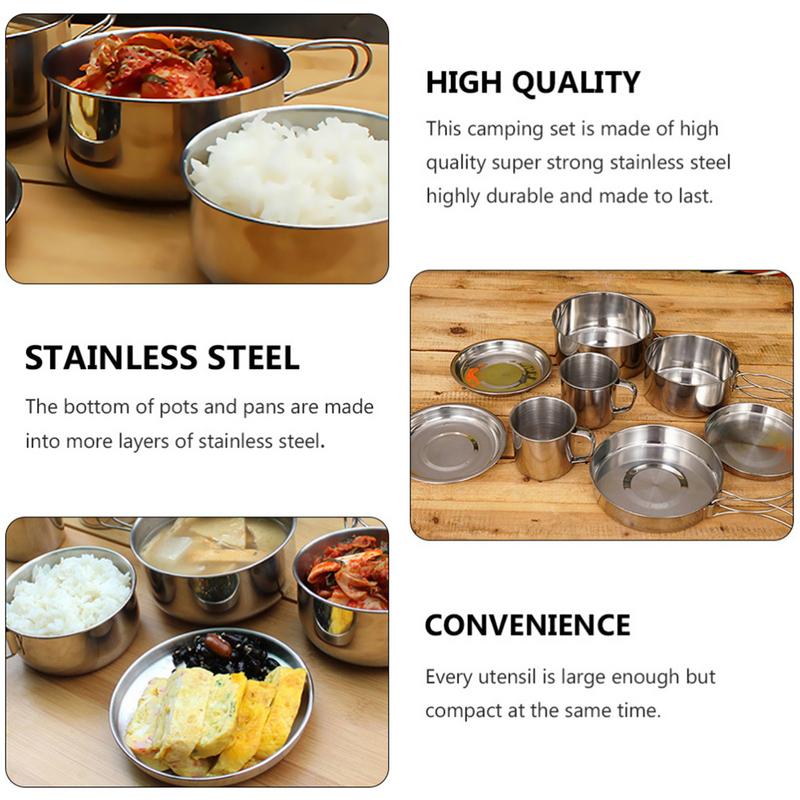 Ensemble d'ustensiles de cuisi - Camping Cooking Set Stainless Steel avis et prix
