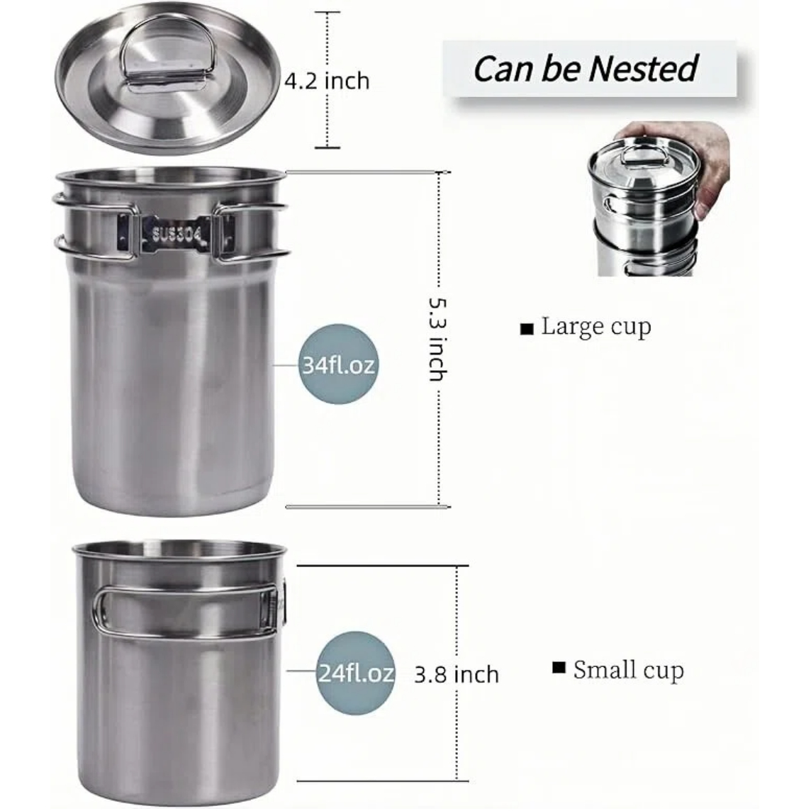 Tasses et mugs de camping plia - Camping Cooking Set Stainless Steel avis et prix