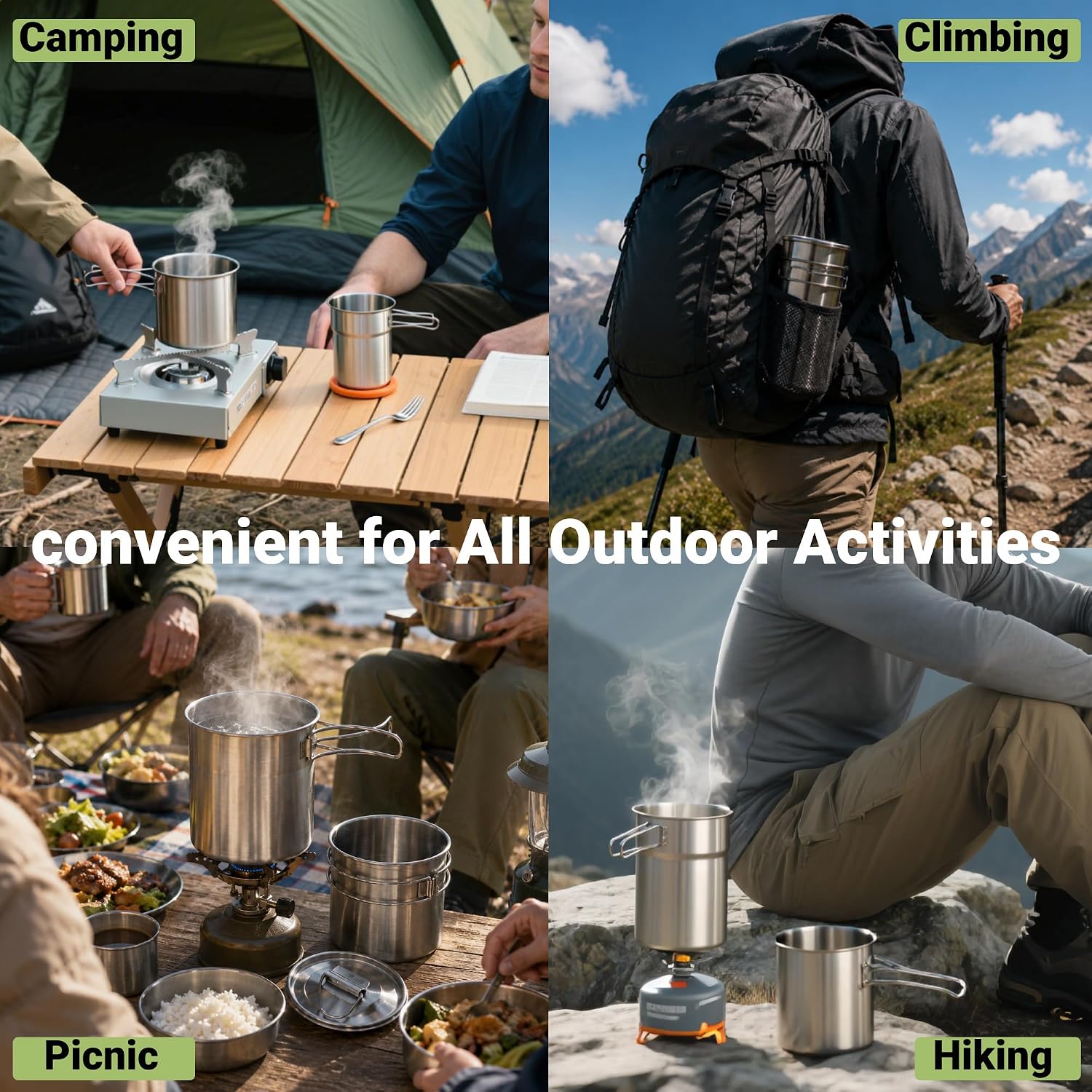 Tasses et mugs de camping plia - Camping Cooking Set Stainless Steel avis et prix