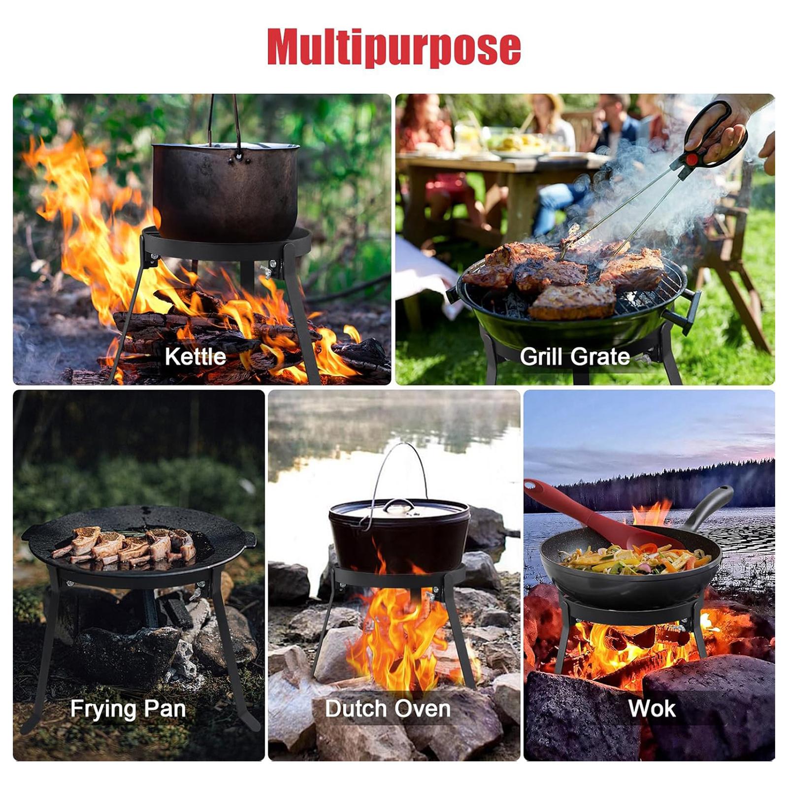 Trépied pliable en fer pour cu - Camping Outdoor Cooking Equipment avis et prix